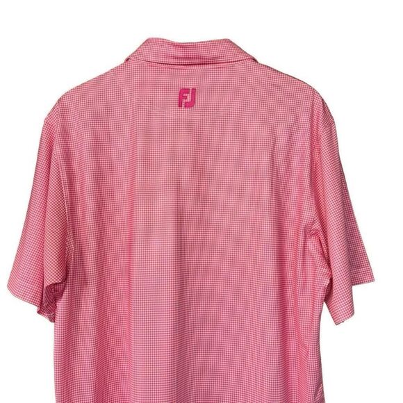 FootJoy Heather Lisle Houndstooth Self Collar Golf Polo Pink Azalea / White medi - Picture 9 of 10